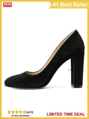 Women's Round Toe Block Heel Pumps Slip On Chunky High Heels Dress Shoes